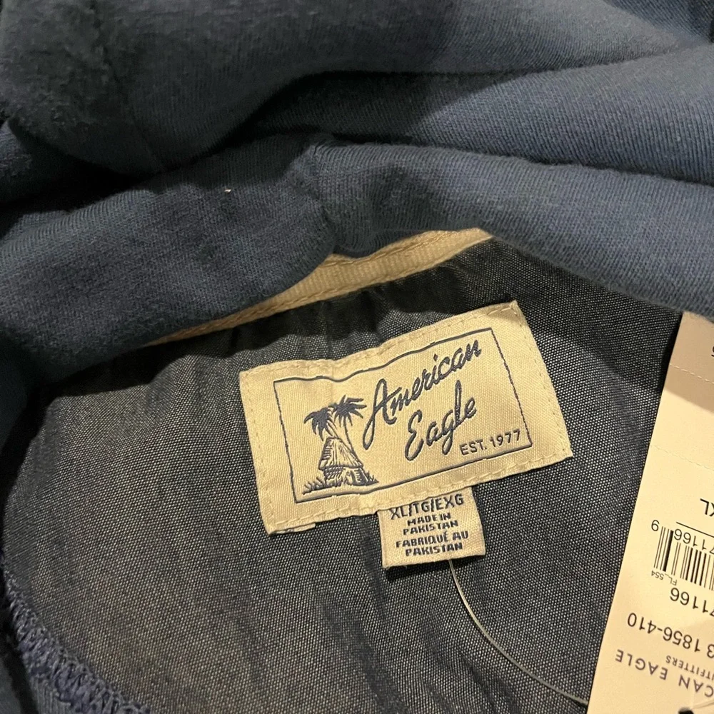 NWT American Eagle Blue Bonfire Fleece Baja Hoodie - Picture 13 of 16